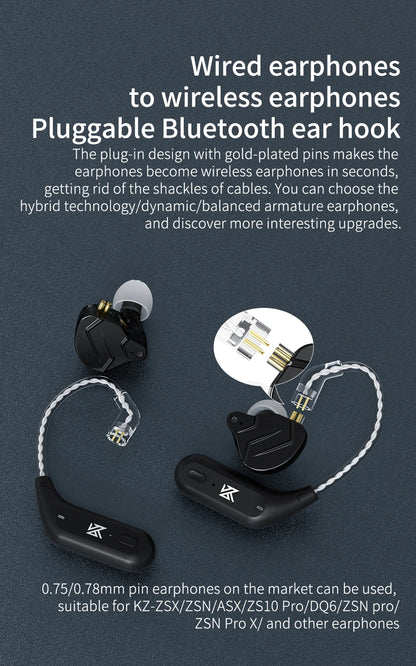 KZ AZ09 HD Bluetooth-Compatible Module 5.2 Headphones Wireless Upgrade Cable HIFI Wireless Ear Hook CPIn With Charging Bin