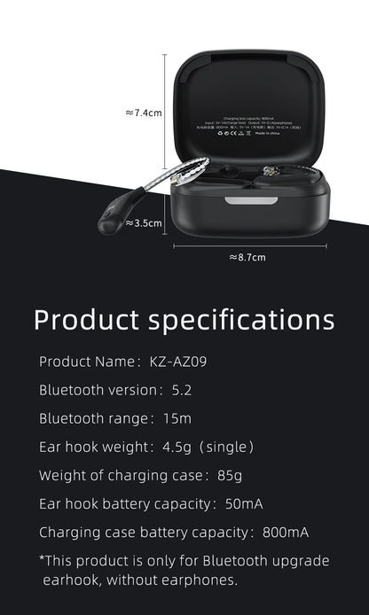 KZ AZ09 HD Bluetooth-Compatible Module 5.2 Headphones Wireless Upgrade Cable HIFI Wireless Ear Hook CPIn With Charging Bin