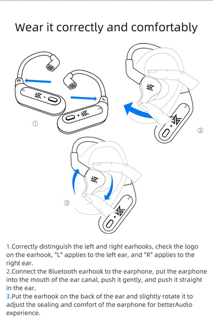 KZ AZ09 HD Bluetooth-Compatible Module 5.2 Headphones Wireless Upgrade Cable HIFI Wireless Ear Hook CPIn With Charging Bin
