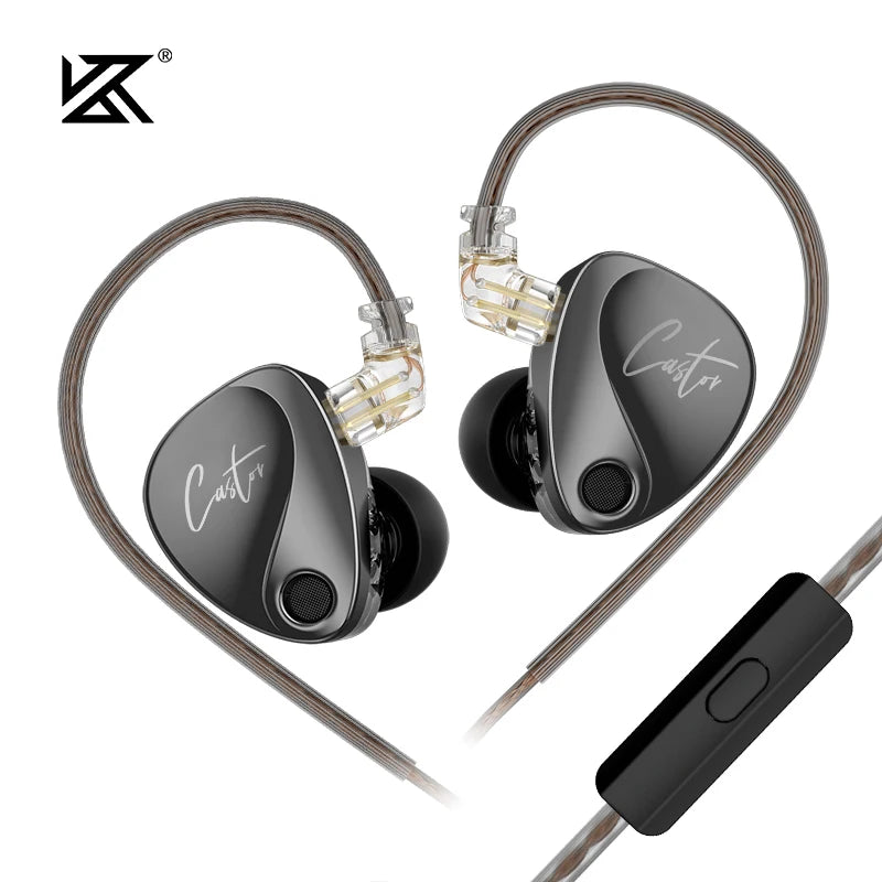 NEW KZ Castor In Ear HiFi Earphone 2DD Dynamic High-end Tunable balanced armature Earphones Monitor Headphone Cancelling Earbuds