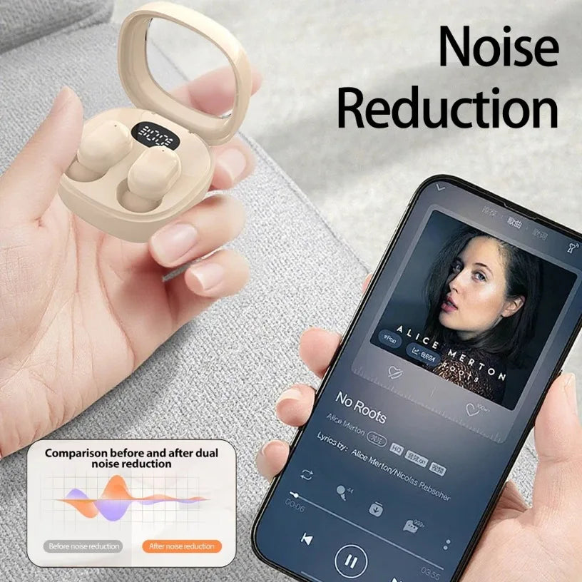 VIKEFON Bluetooth 5.3 Earphones Mini Headphones TWS Wireless Earbuds HIFI Stereo Noise Reduction Heasets with Microphones