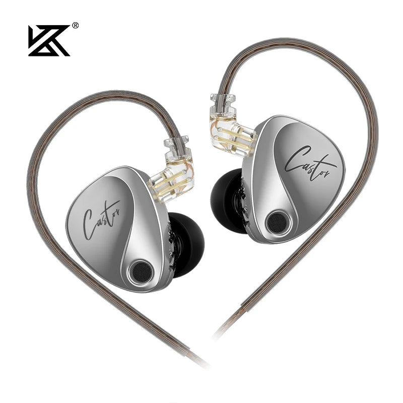 NEW KZ Castor In Ear HiFi Earphone 2DD Dynamic High-end Tunable balanced armature Earphones Monitor Headphone Cancelling Earbuds