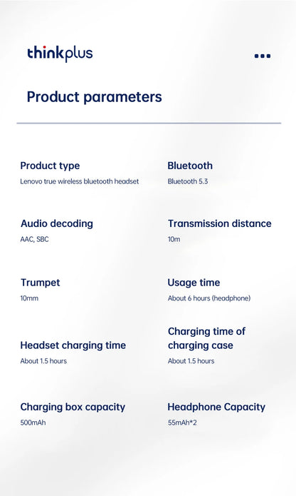 Original Lenovo XT80 Sports Wireless Earphones with Mics, LED Power Display, Hifi Stereo Sound Bluetooth 5.3 TWS HeadphHeadphones