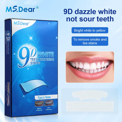 9D Gel White Teeth Cleaning Strips Oral Hygiene Care Double Elastic Teeth Bleaching Strips False Teeth Veneers Tooth Beauty Tool
