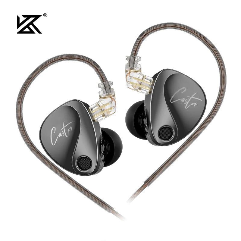 NEW KZ Castor In Ear HiFi Earphone 2DD Dynamic High-end Tunable balanced armature Earphones Monitor Headphone Cancelling Earbuds