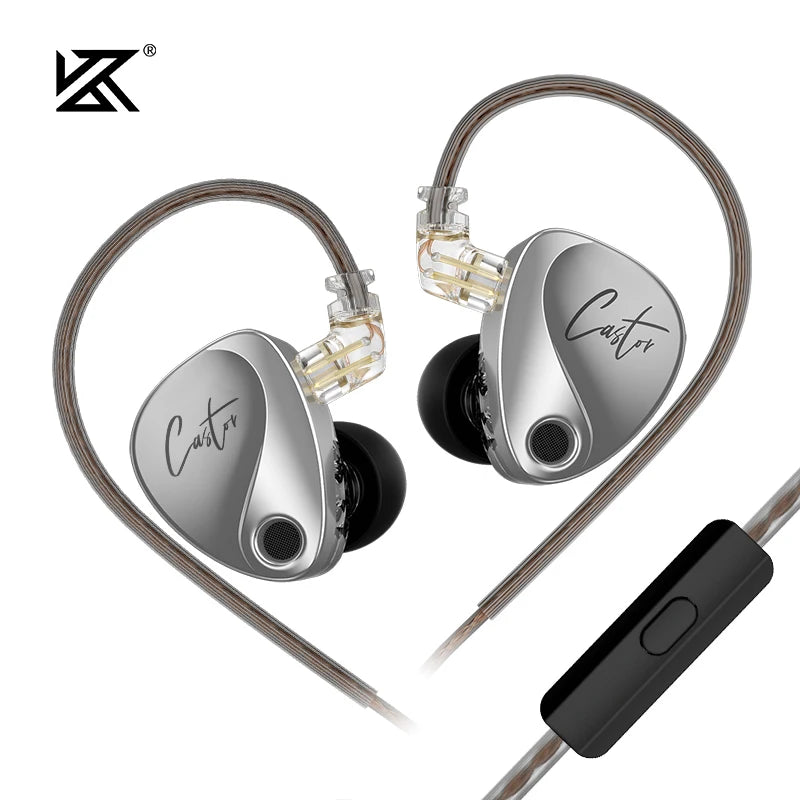 NEW KZ Castor In Ear HiFi Earphone 2DD Dynamic High-end Tunable balanced armature Earphones Monitor Headphone Cancelling Earbuds