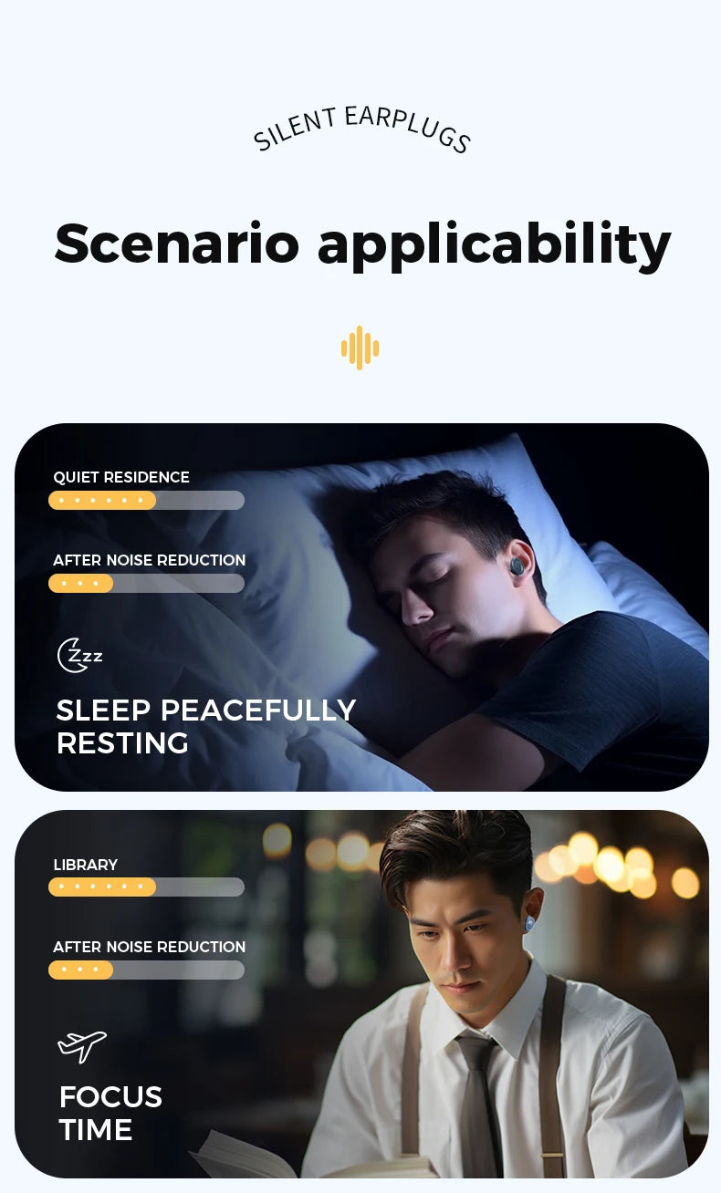 Silicone Ear Plugs for Sleeping 25dB Noise Canceling Hearing Protection Reusable Earplugs for Sleep Focus Concerts Work Study