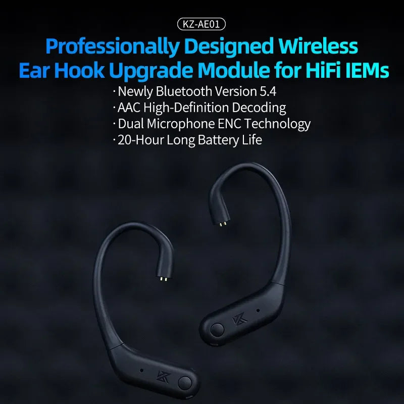 KZ AE01 Wireless Upgrade Cable Bluetooth-compatible 5.4 HIFI Wireless Ear Hook With Charging Case For DQ6 ZSX ZVX EDXPRO DQS