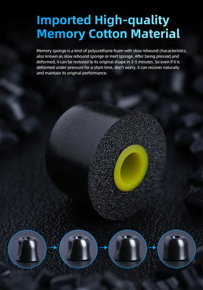 KZ FT01 Foam Earplugs Memory Cotton Ear Tips, Soft, Comfortable Fit-Effectiveness Reduces sibilance For KZ Castor ZSXPRO ZAR