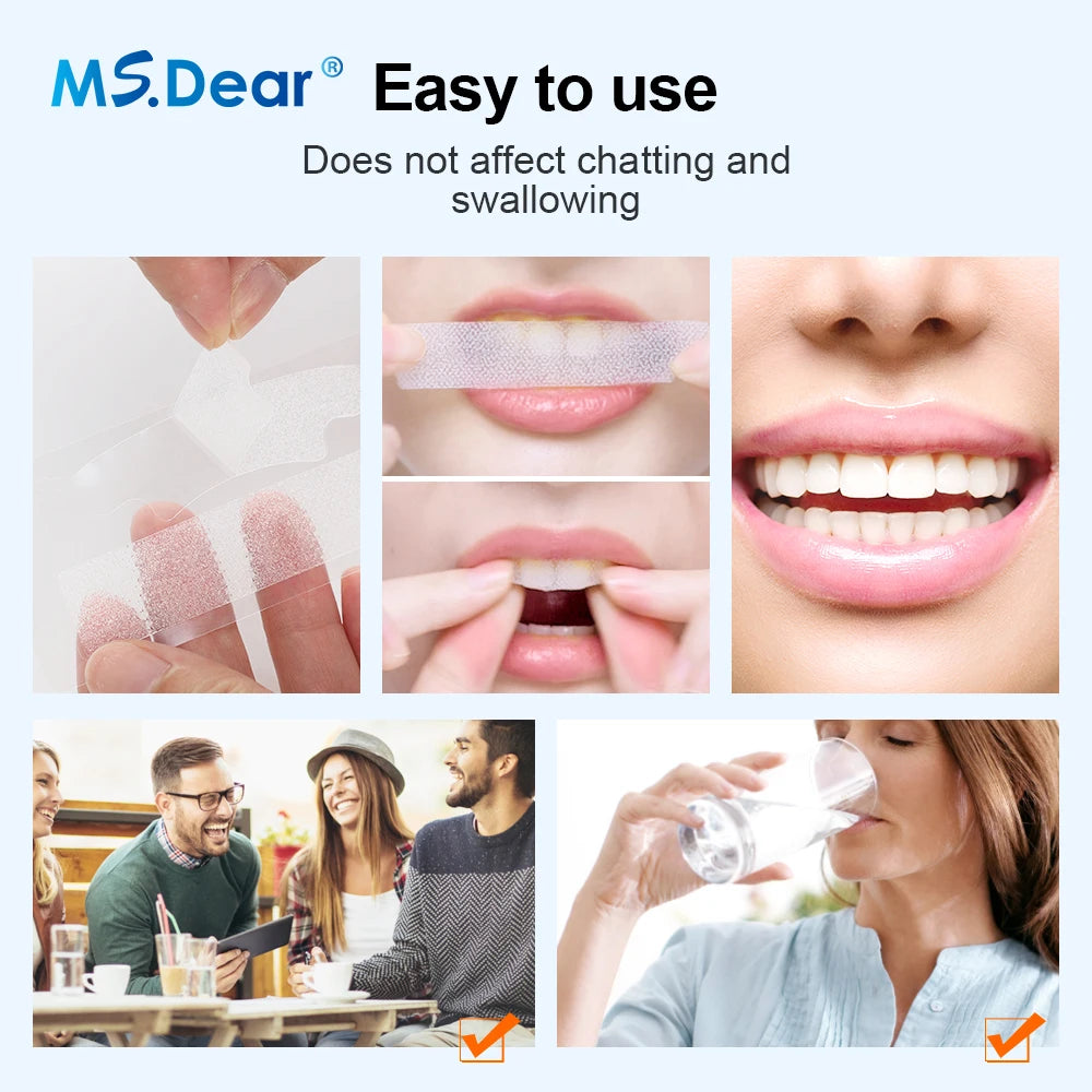 9D Gel White Teeth Cleaning Strips Oral Hygiene Care Double Elastic Teeth Bleaching Strips False Teeth Veneers Tooth Beauty Tool