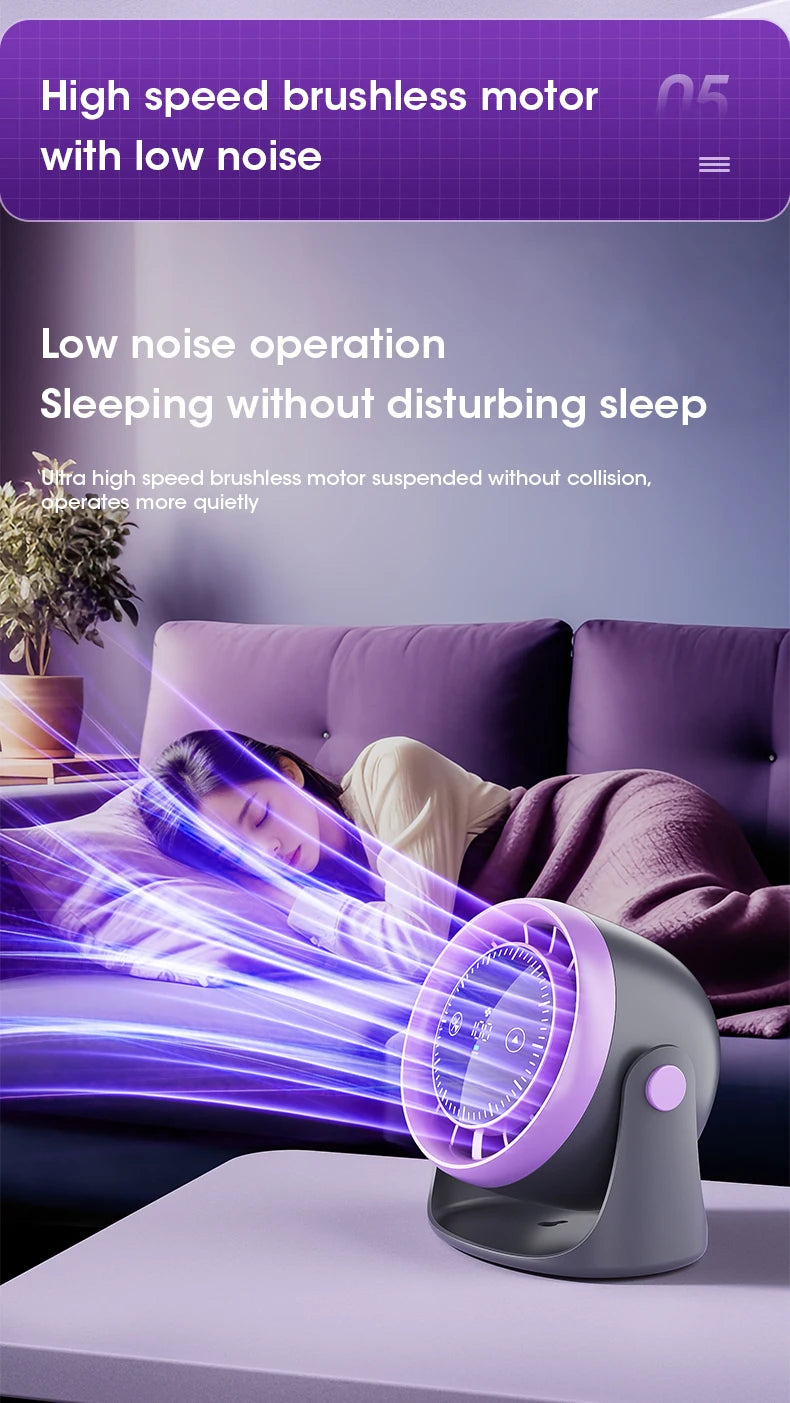 Portable Mini Touch Screen Desk Fan with 100-Speed ​​Adjustable Quiet Cooling Strong Wind and Digital Display for Air Circulation