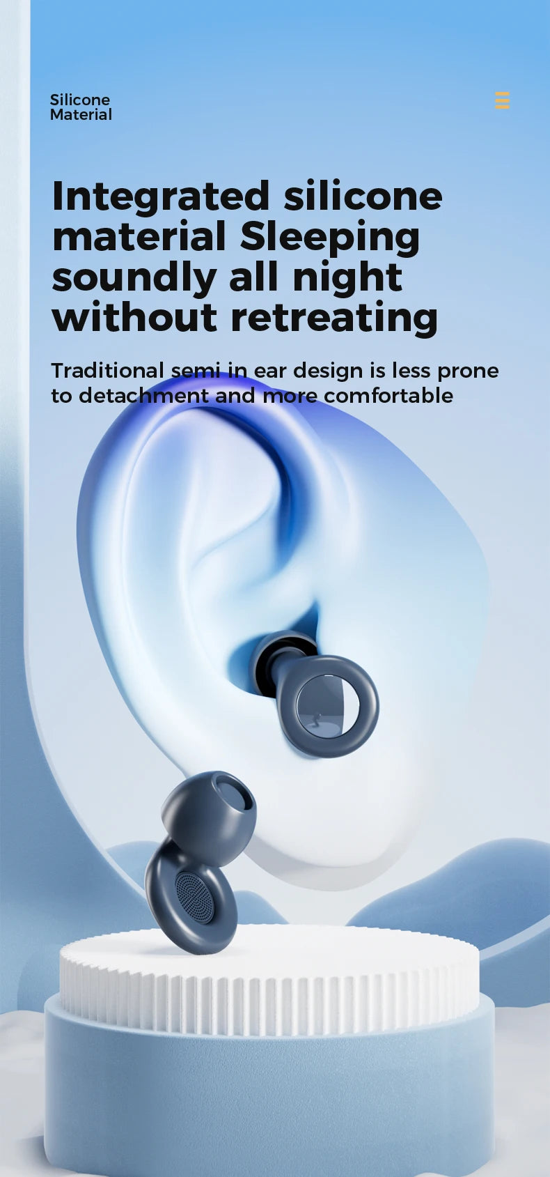 Silicone Ear Plugs for Sleeping 25dB Noise Canceling Hearing Protection Reusable Earplugs for Sleep Focus Concerts Work Study