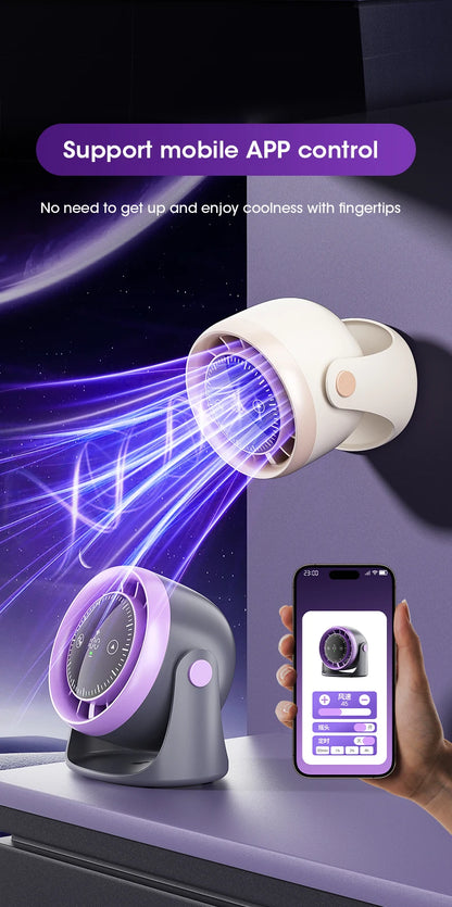 Portable Mini Touch Screen Desk Fan with 100-Speed ​​Adjustable Quiet Cooling Strong Wind and Digital Display for Air Circulation