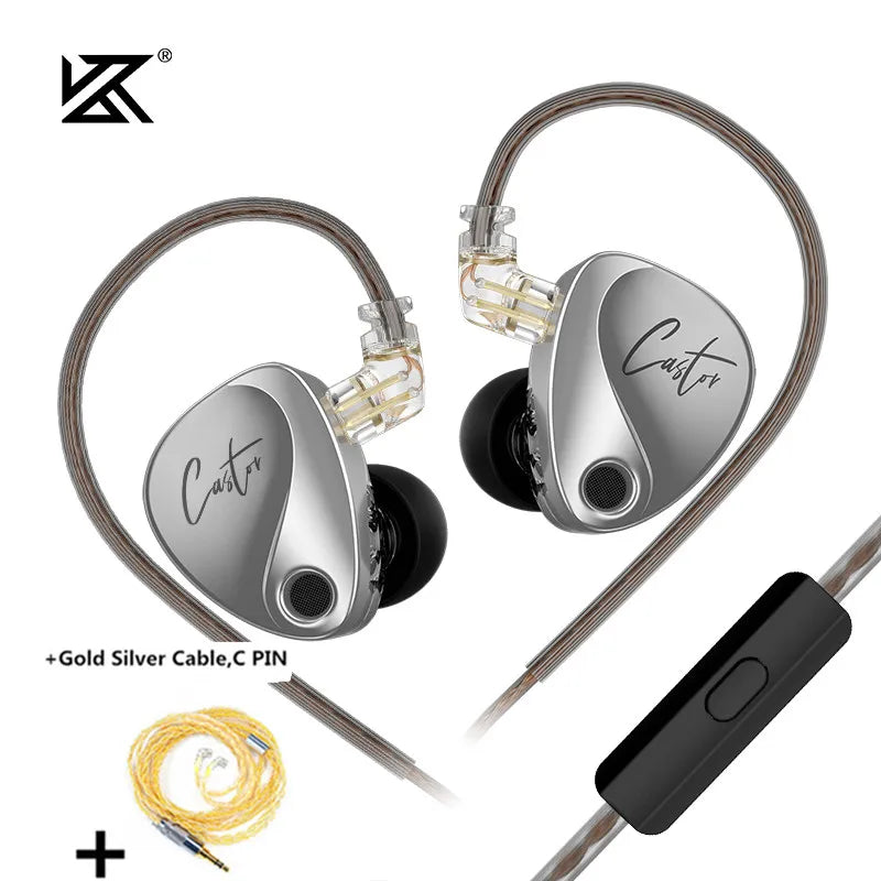 NEW KZ Castor In Ear HiFi Earphone 2DD Dynamic High-end Tunable balanced armature Earphones Monitor Headphone Cancelling Earbuds