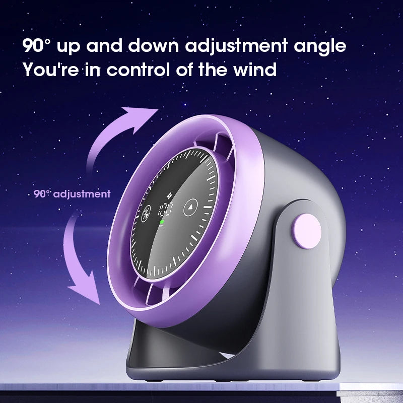 Portable Mini Touch Screen Desk Fan with 100-Speed ​​Adjustable Quiet Cooling Strong Wind and Digital Display for Air Circulation