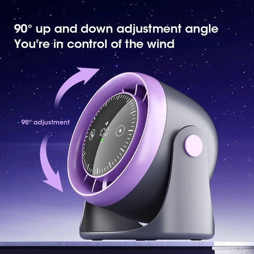 Portable Mini Touch Screen Desk Fan with 100-Speed ​​Adjustable Quiet Cooling Strong Wind and Digital Display for Air Circulation