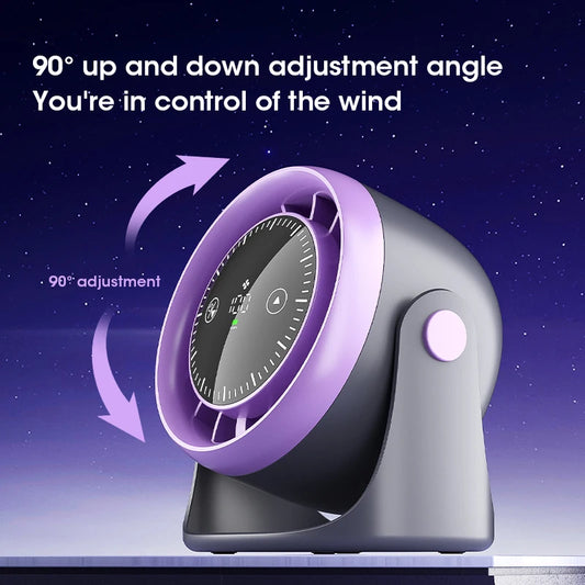 Portable Mini Touch Screen Desk Fan with 100-Speed ​​Adjustable Quiet Cooling Strong Wind and Digital Display for Air Circulation