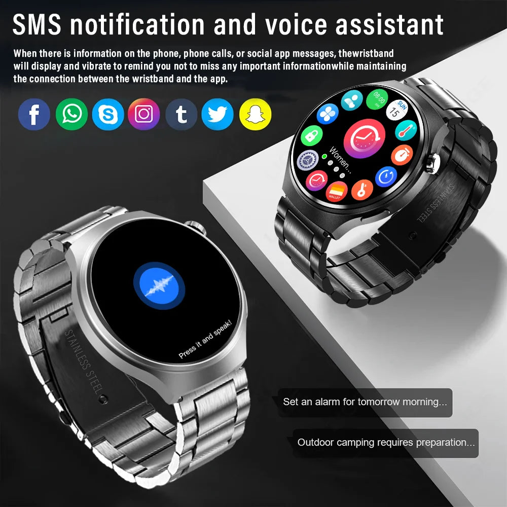 GL Wear 2025 New Men's Smart Watch HD Display Health Tracking Bluetooth Calling Voice Assistant Sports Smartwatch