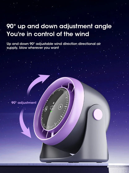 Portable Mini Touch Screen Desk Fan with 100-Speed ​​Adjustable Quiet Cooling Strong Wind and Digital Display for Air Circulation