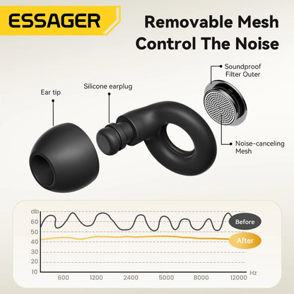 ESSAGER Noise Cancelling Ear Plugs for Sleeping Soft Silicone Sleep Earplugs Noise Reduction Earbuds for Sleep Work Study Travel