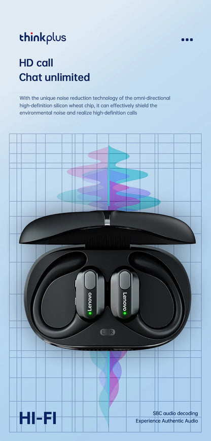 Original Lenovo XT80 Sports Wireless Earphones with Mics, LED Power Display, Hifi Stereo Sound Bluetooth 5.3 TWS HeadphHeadphones