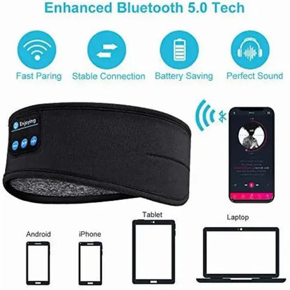 Sleep Mask Bluetooth Sleeping Headphones Headband Thin Soft Elastic Comfortable Wireless Music Headset Eye Mask For Side Sleeper