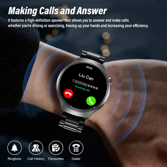 GL Wear 2025 New Men's Smart Watch HD Display Health Tracking Bluetooth Calling Voice Assistant Sports Smartwatch
