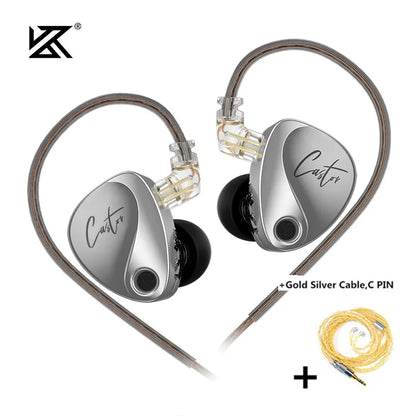 NEW KZ Castor In Ear HiFi Earphone 2DD Dynamic High-end Tunable balanced armature Earphones Monitor Headphone Cancelling Earbuds