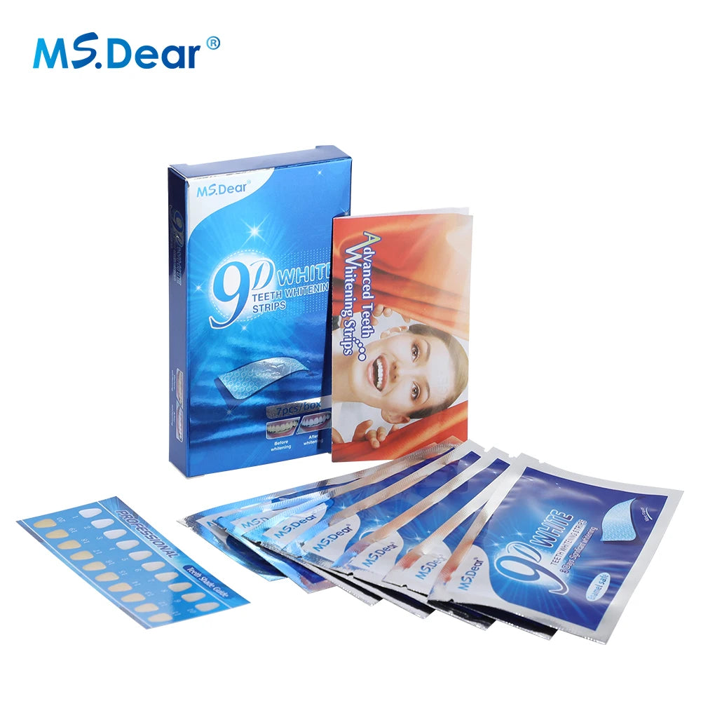 9D Gel White Teeth Cleaning Strips Oral Hygiene Care Double Elastic Teeth Bleaching Strips False Teeth Veneers Tooth Beauty Tool