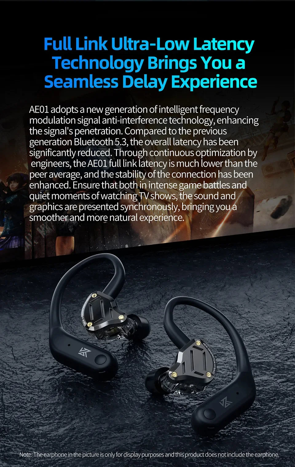 KZ AE01 Wireless Upgrade Cable Bluetooth-compatible 5.4 HIFI Wireless Ear Hook With Charging Case For DQ6 ZSX ZVX EDXPRO DQS