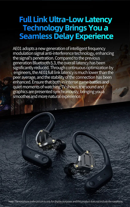 KZ AE01 Wireless Upgrade Cable Bluetooth-compatible 5.4 HIFI Wireless Ear Hook With Charging Case For DQ6 ZSX ZVX EDXPRO DQS