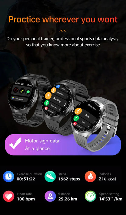 GL Wear 2025 New Men's Smart Watch HD Display Health Tracking Bluetooth Calling Voice Assistant Sports Smartwatch