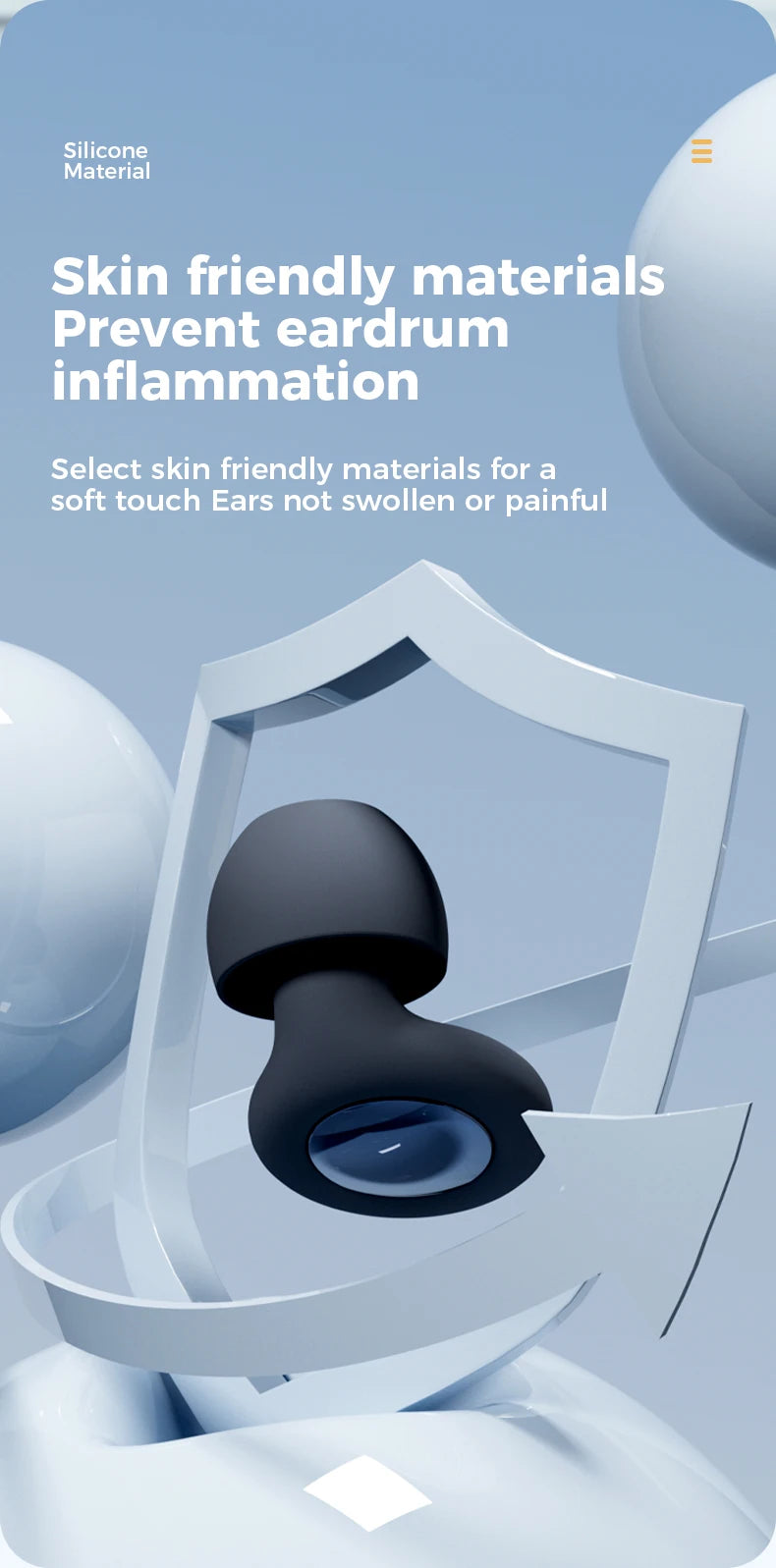 Silicone Ear Plugs for Sleeping 25dB Noise Canceling Hearing Protection Reusable Earplugs for Sleep Focus Concerts Work Study