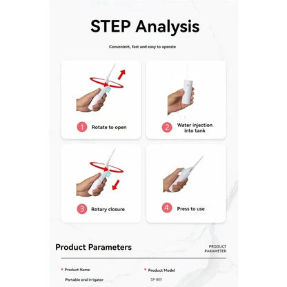 1PC Portable High-Pressure Oral Irrigator Manual Water Flosser Toothpick Style Deep Cleaning Gums & Teeth Care