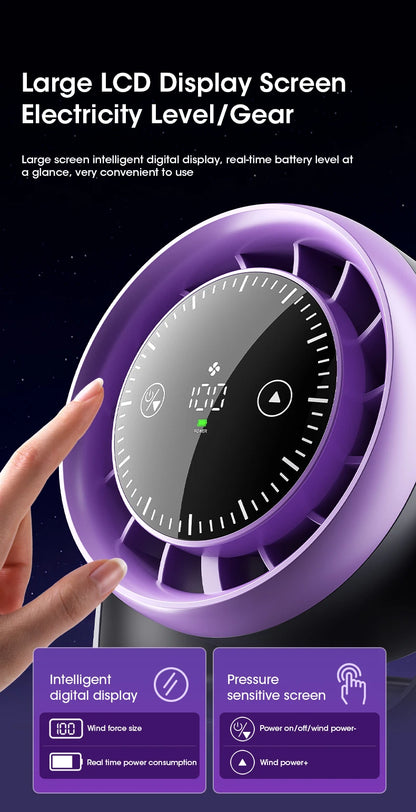 Portable Mini Touch Screen Desk Fan with 100-Speed ​​Adjustable Quiet Cooling Strong Wind and Digital Display for Air Circulation