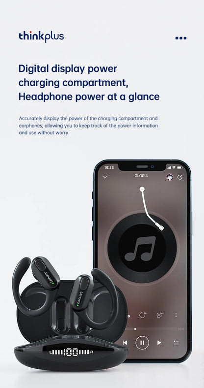 Original Lenovo XT80 Sports Wireless Earphones with Mics, LED Power Display, Hifi Stereo Sound Bluetooth 5.3 TWS HeadphHeadphones