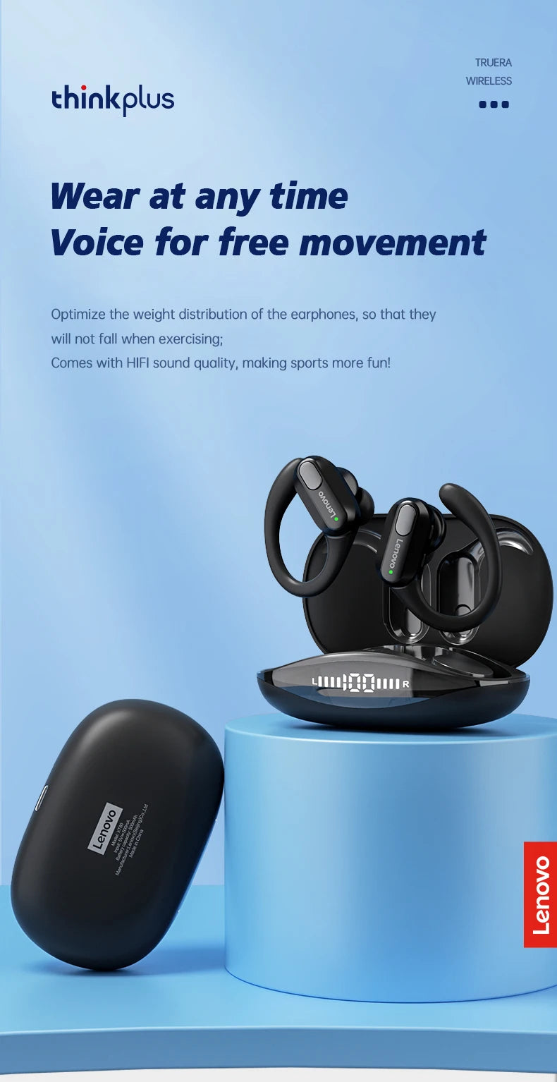 Original Lenovo XT80 Sports Wireless Earphones with Mics, LED Power Display, Hifi Stereo Sound Bluetooth 5.3 TWS HeadphHeadphones