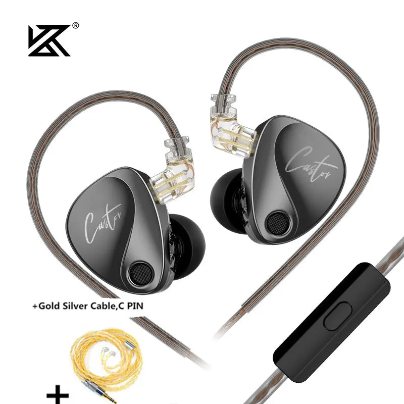 NEW KZ Castor In Ear HiFi Earphone 2DD Dynamic High-end Tunable balanced armature Earphones Monitor Headphone Cancelling Earbuds