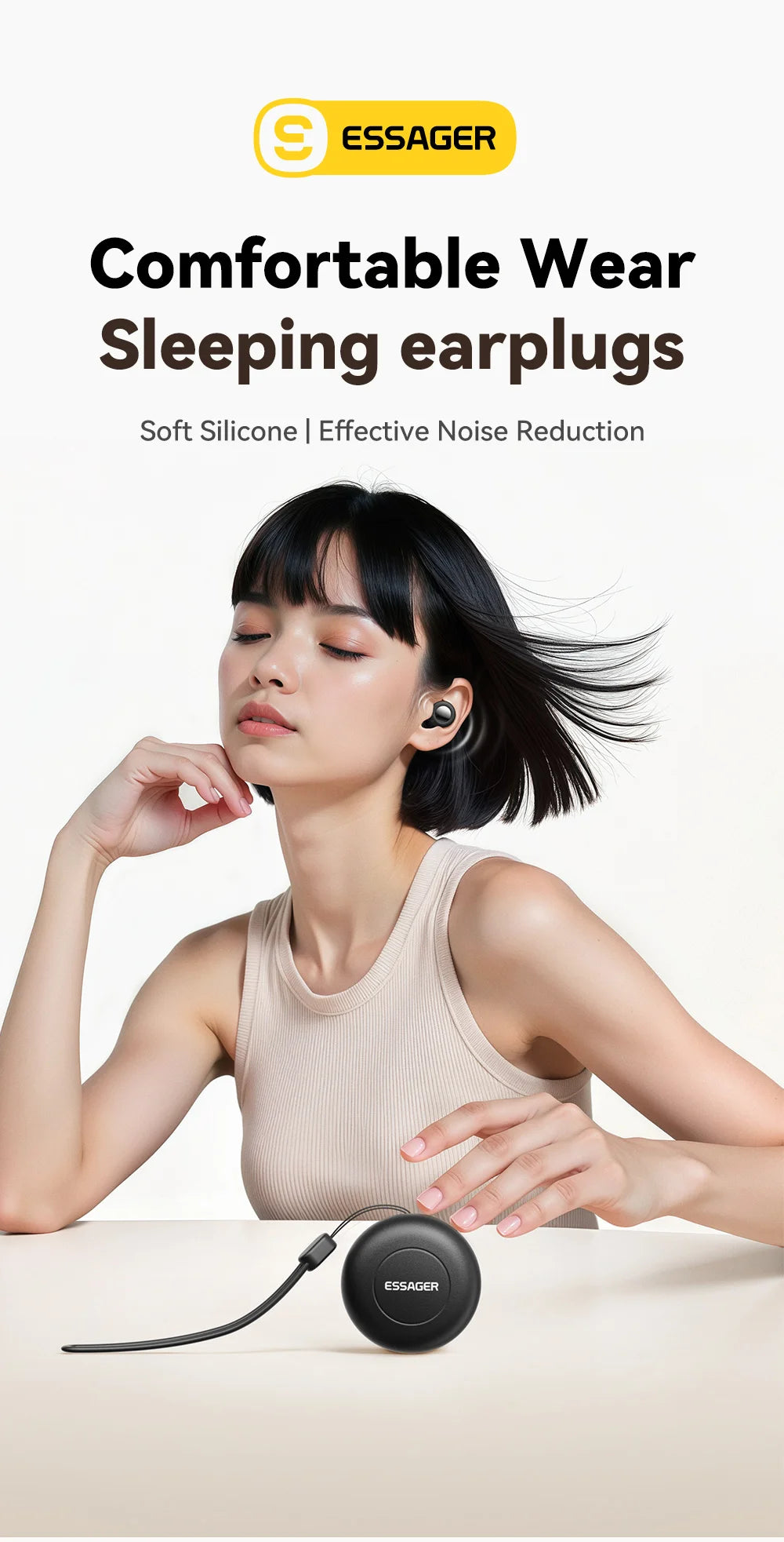 ESSAGER Noise Cancelling Ear Plugs for Sleeping Soft Silicone Sleep Earplugs Noise Reduction Earbuds for Sleep Work Study Travel