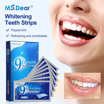 9D Gel White Teeth Cleaning Strips Oral Hygiene Care Double Elastic Teeth Bleaching Strips False Teeth Veneers Tooth Beauty Tool