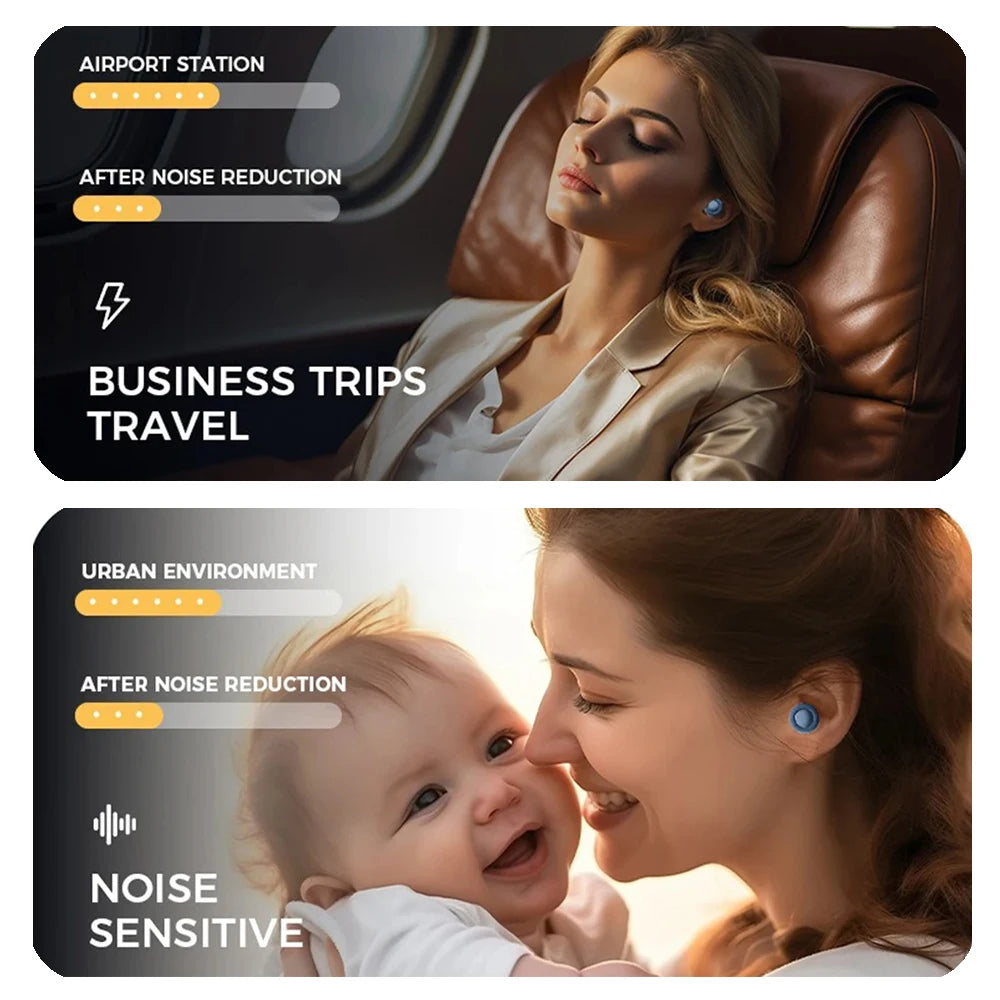 Silicone Ear Plugs for Sleeping 25dB Noise Canceling Hearing Protection Reusable Earplugs for Sleep Focus Concerts Work Study