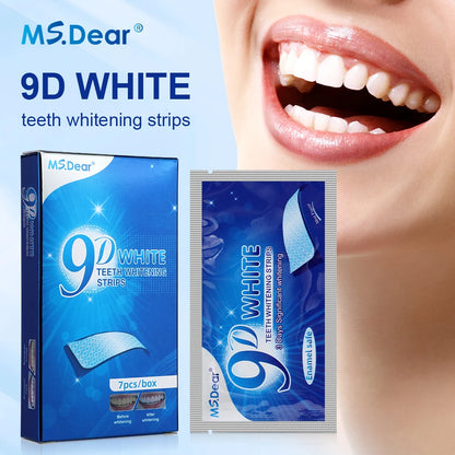 9D Gel White Teeth Cleaning Strips Oral Hygiene Care Double Elastic Teeth Bleaching Strips False Teeth Veneers Tooth Beauty Tool