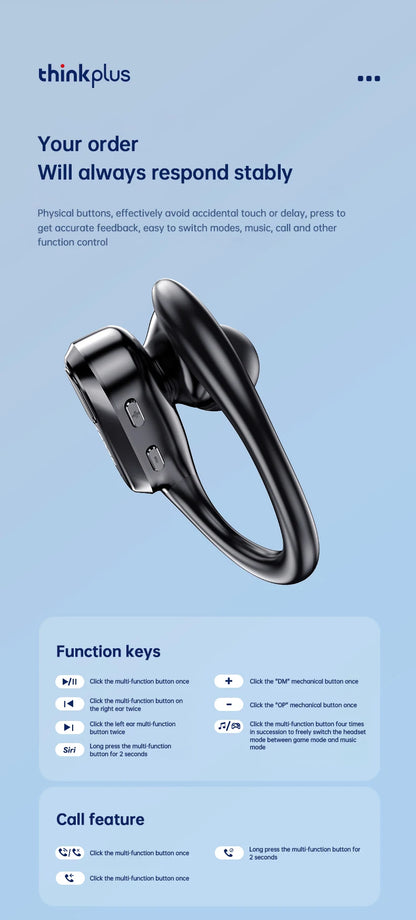 Original Lenovo XT80 Sports Wireless Earphones with Mics, LED Power Display, Hifi Stereo Sound Bluetooth 5.3 TWS HeadphHeadphones