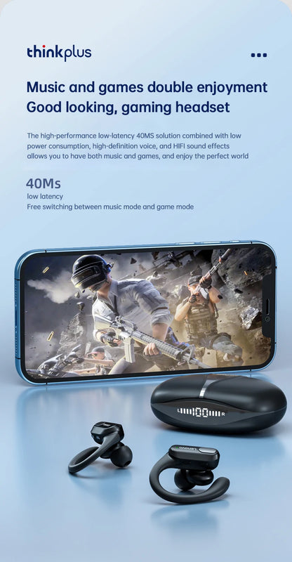 Original Lenovo XT80 Sports Wireless Earphones with Mics, LED Power Display, Hifi Stereo Sound Bluetooth 5.3 TWS HeadphHeadphones