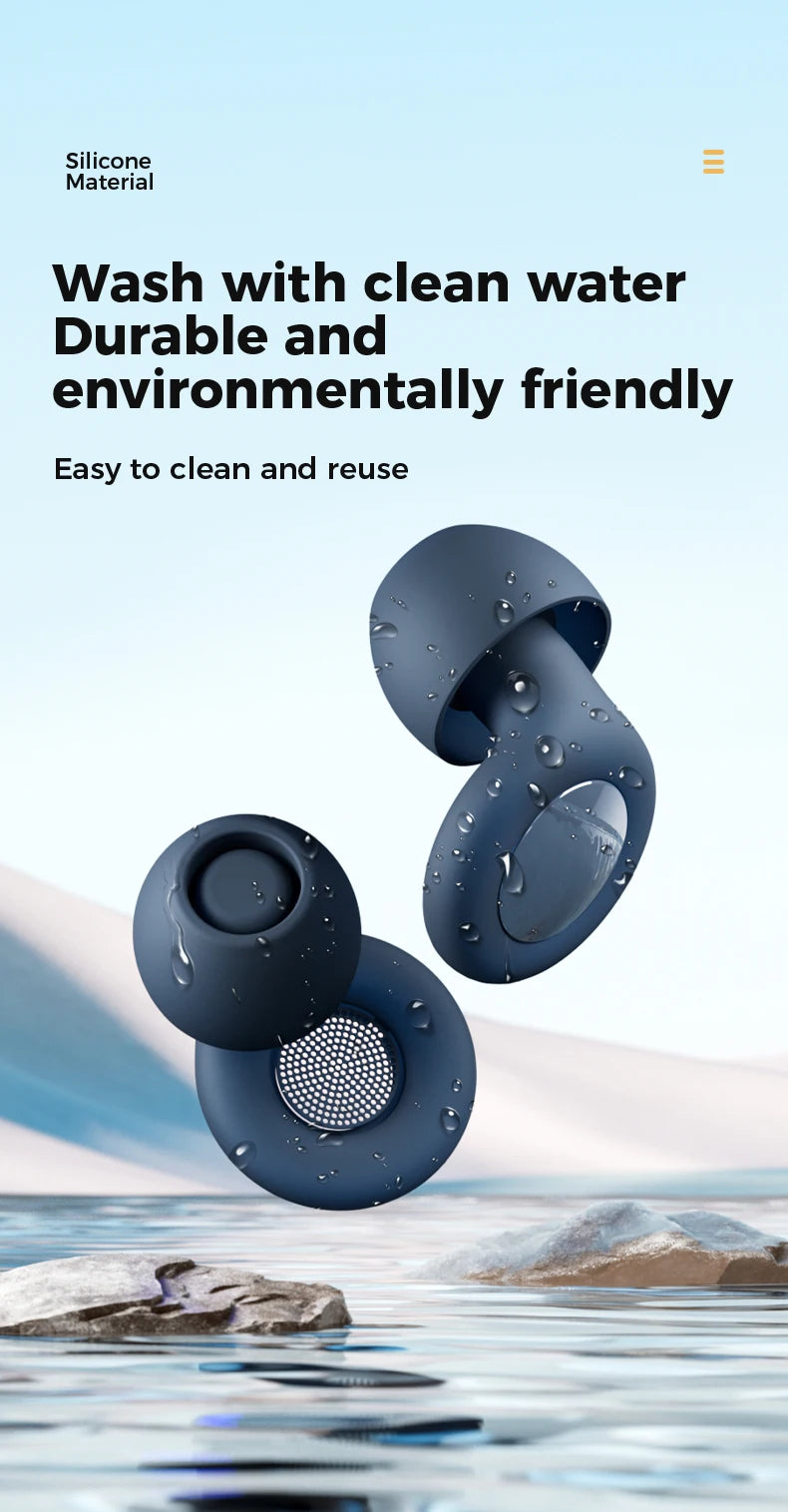 Silicone Ear Plugs for Sleeping 25dB Noise Canceling Hearing Protection Reusable Earplugs for Sleep Focus Concerts Work Study